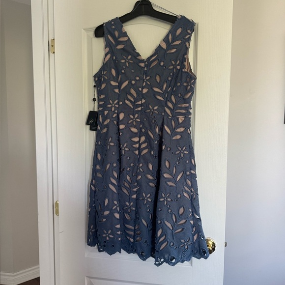 Adrianna Papell Blue fit and flare. Ptp 18” lenght 39”Fully lined - Picture 10 of 11